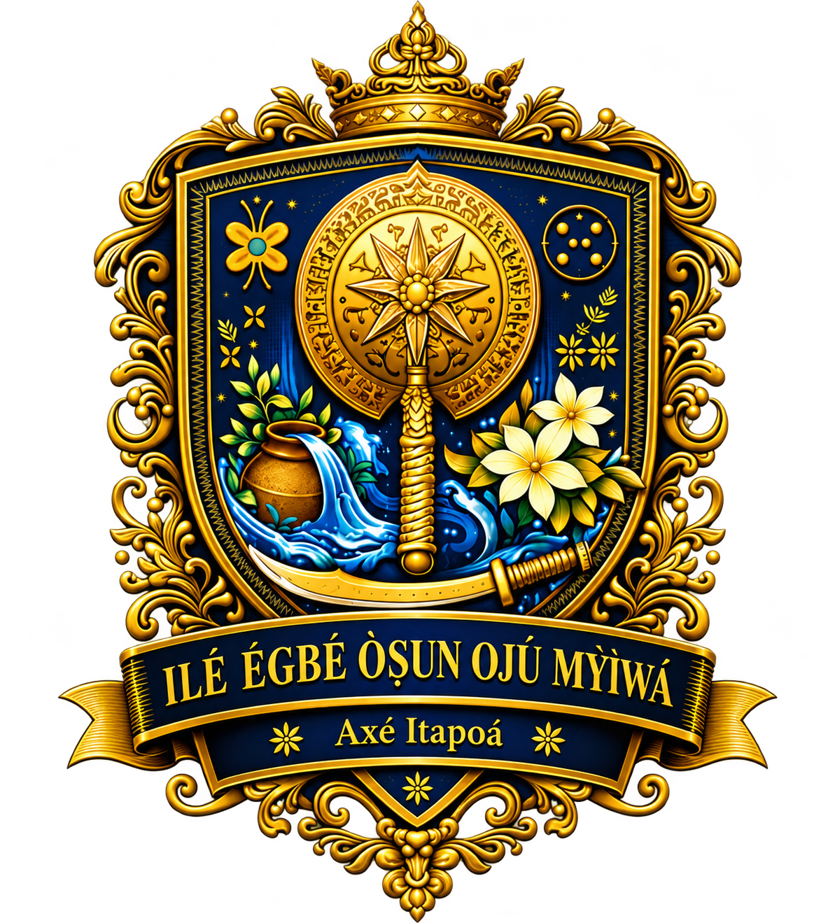 Logo oficial do Egbé, com o nome da casa Axé Itapoá